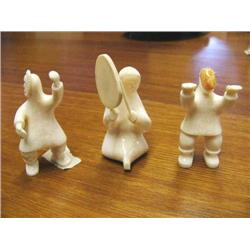 Group of 3 ivory carved dancers about 2-1/2" tall by J. Koyuk (500)
