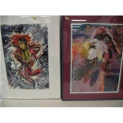 Watercolor print #339 of 350 called "Heritage" by Cheryl Lesliee; original watercolor of Navajo Indi