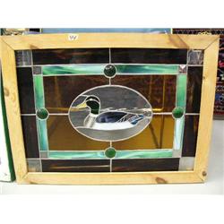 Leaded glass window with mallard duck (39)