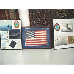 Lot of 3: 2 submarine pictures; 1 American flag (39)