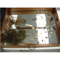 Assorted ivory artifacts; very rare handmade net; sinew line (500)