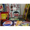 Image 2 : Large lot of approx. 25 pieces of Pepsi-Cola memorabilia including signs, trays, and assorted collec