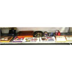 Lot of approx. 13 Pepsi-Cola signs, trays, Pepsi telephone, Pepsi automobile racing miniature helmet