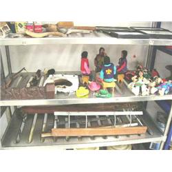 Lot of 8 Native American dolls; bow; wall hanging Eskimo dancer Meribeth; 14-1/2" totem pole candle 