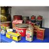 Image 2 : Brass spittoon; collection of 3 flashlights; collection of old tins 2 are Log Cabin syrup cans (39)