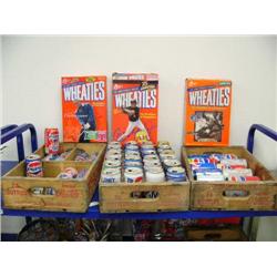 Lot of old Pepsi-Cola cans and crates (39)