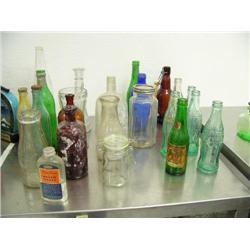 Lot of assorted old bottles: Coca-Cola, milk bottles, soda bottles, etc. (39)