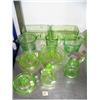 Image 2 : Fabulous lot of green depression glass: 2 refrigerator dishes; 3 measuring cups 1 is chipped; 3 lemo