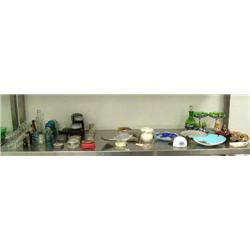 Large lot of old bottles, insulators, fruit jars, ink wells, 2 ulus, assorted Alaskan dishes, some o