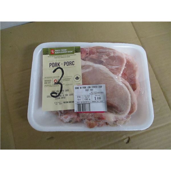 SHELF PULLS (AS IS):  BOINE IN PORK LOIN CENTER CHOP (APPROX. $8.66)