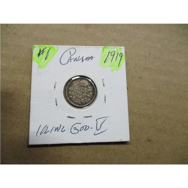 1919 CANADA KING GEORGE V SILVER FIVE CENT