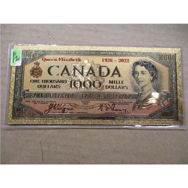 1954 REPLICA DEVILS FACE $1000 BILL (QUEEN PORTRAITS 1926 - 2022)