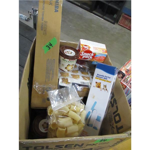 FREIGHT DAMAGE (AS IS):  BOX C/W GROCERIES, PUDDING, ETC
