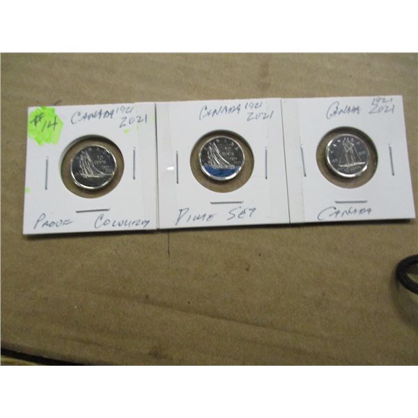 1921 - 2021 PROOF COLORED COMMEMORATIVE DIME SET