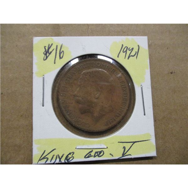 1921 KING GEORGE V LARGE PENNY TOKEN