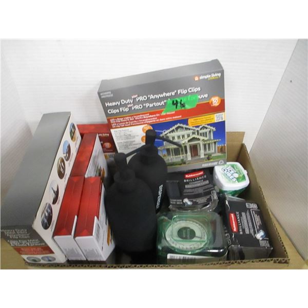 FREIGHT DAMAGE (AS IS):  BOX C/W LIGHT CLIPS, STORAGE CONTAINER, DISPENSERS, ETC
