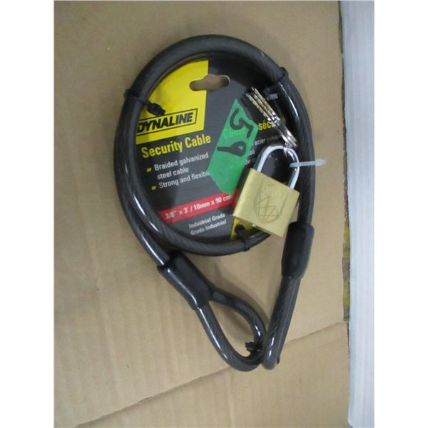 NEW:  3/8" X 3' SECURITY CABLE C/W LOCK & KEYS