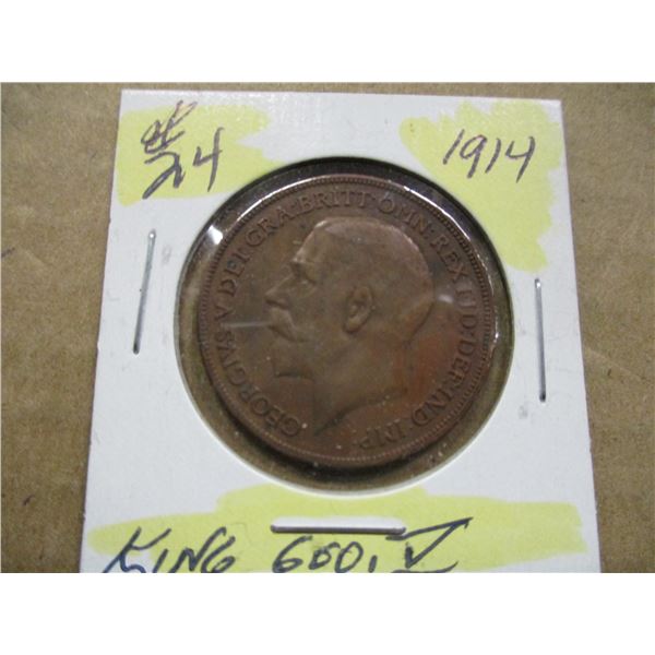 1914 KING GEORGE V LARGE PENNY TOKEN