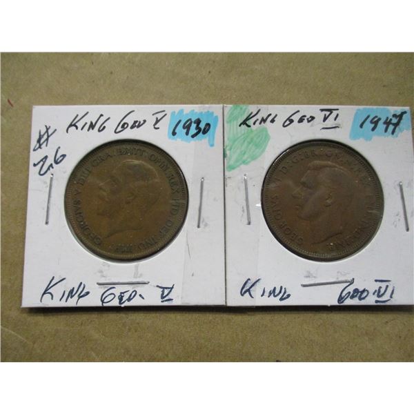 1930 - 1947 KING GEORGE V & KING GEORGE VI LARGE PENNY TOKENS