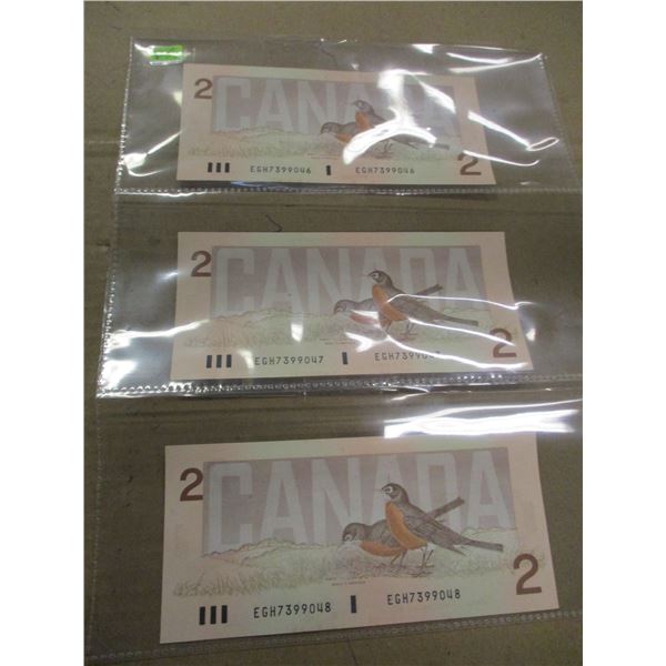 1986 STOCK SHEET (SEQUENTIAL SERIAL NUMBERS) LAST OF CANADA $2 BILLS