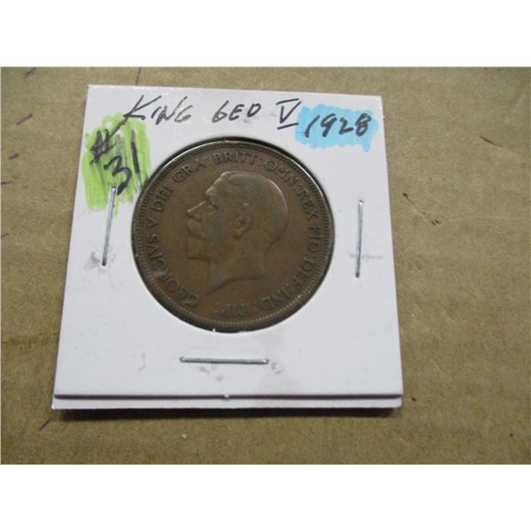 1928 KING GEORGE V LARGE PENNY TOKEN