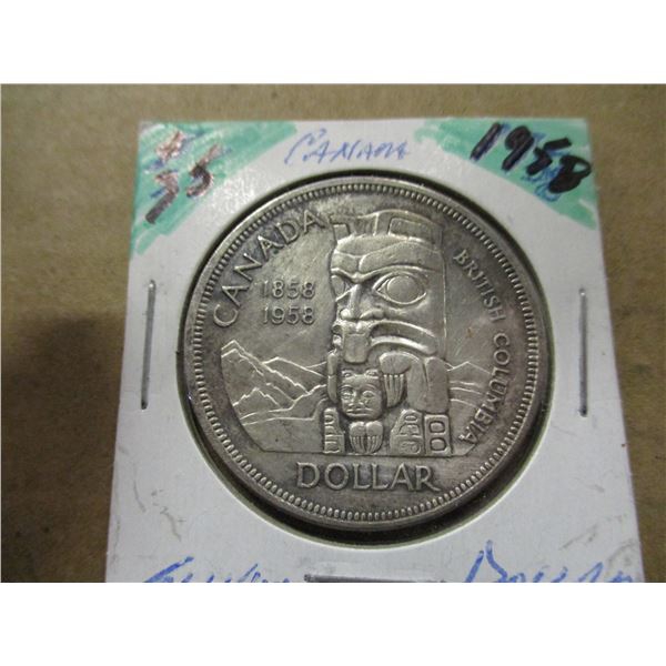 1958 BC TOTEM POLE CANADA SILVER DOLLAR