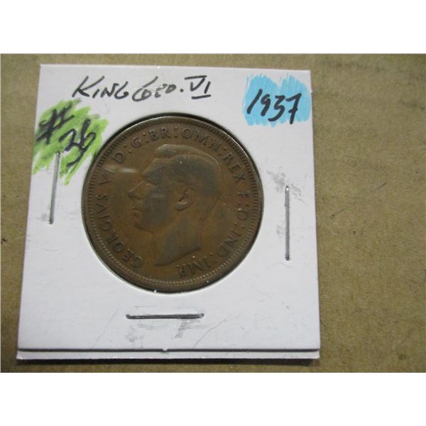 1937 KING GEORGE VI LARGE PENNY TOKEN