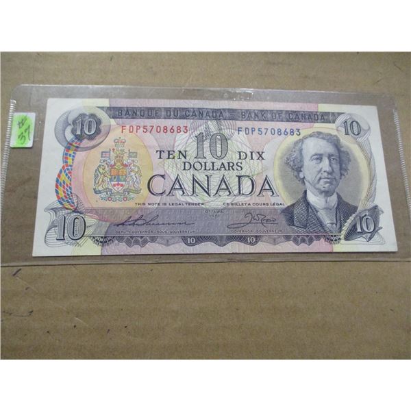 1971 BANK OF CANADA MULTI COLORED $10 BIL