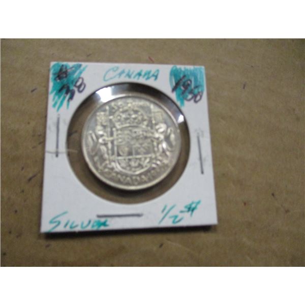 1950 (DESIGN "0") CANADA SILVER HALF DOLLAR
