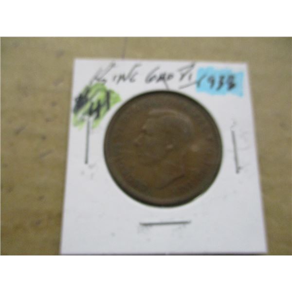 1938 KING GEORGE VI LARGE PENNY TOKEN