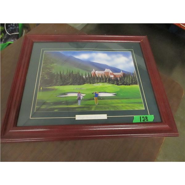 FRAMED PICTURE OF BANFF SPRINGS GOLF COURSE (APPROX. 24" X 19")