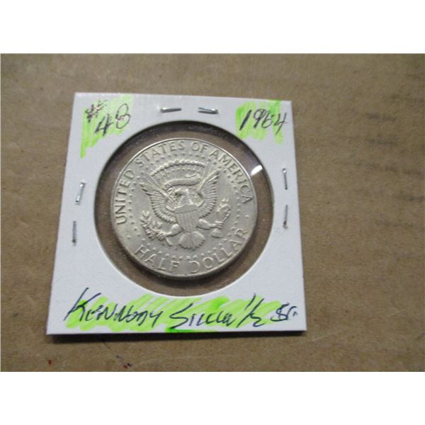 1964 USA KENNEDY SILVER HALF DOLLAR