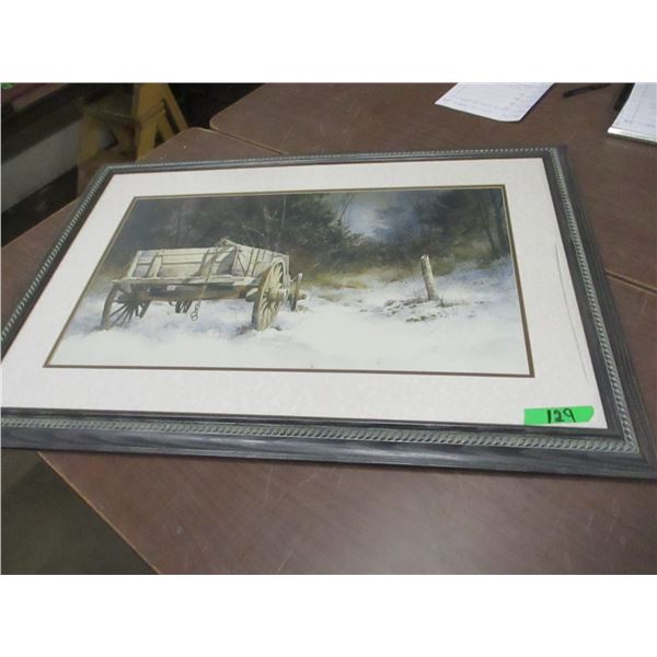 FRAMED "BUCKBOARD WAGON" PICTURE (APPROX. 40" X 28")