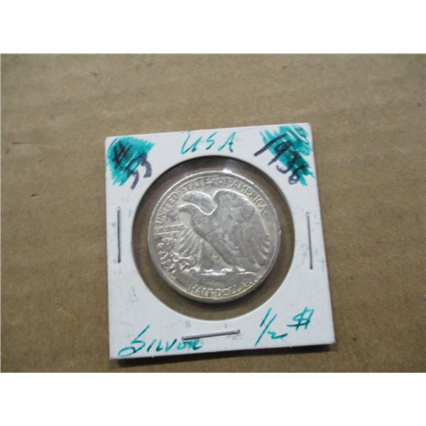 1936 USA WALKING LIBERTY SILVER HALF DOLLAR