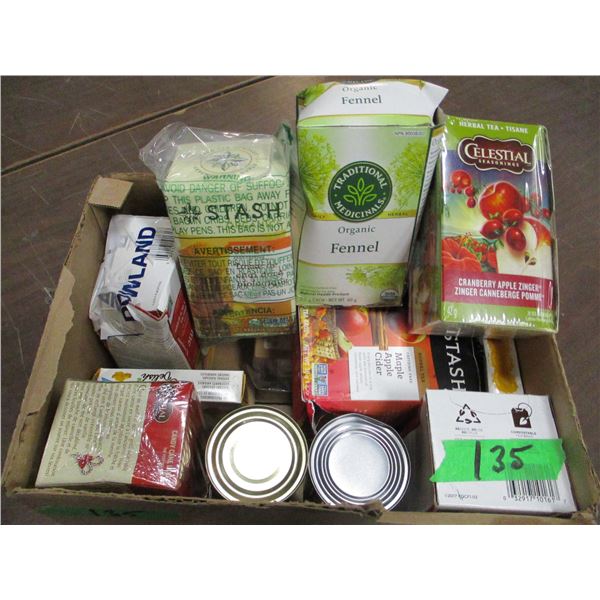 FREIGHT DAMAGE (AS IS):  BOX C/W TEAS, SOUPS, ETC