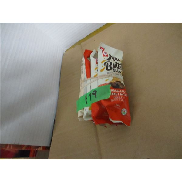 SHELF PULLS (AS IS):  4 NUT BUTTER BARS, RICE