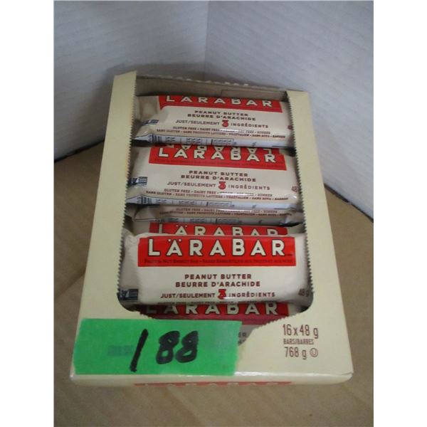 SHELF PULLS (AS IS:  BOX C/W PEANUT BUTTER LARA BARS