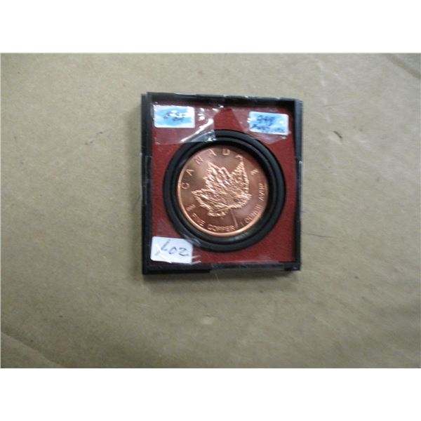 CANADA 999 FINE COPPER MAPLE LEAF COIN