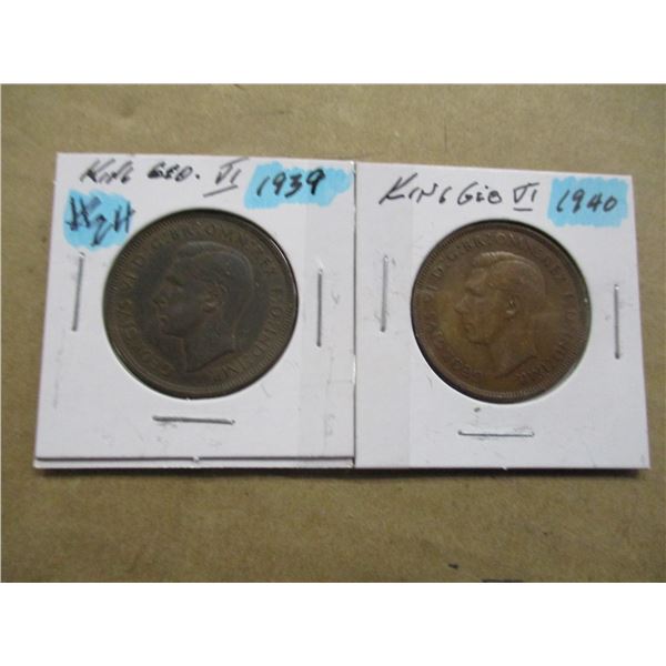 1939 - 1940 KING GEORGE VI LARGE PENNIES