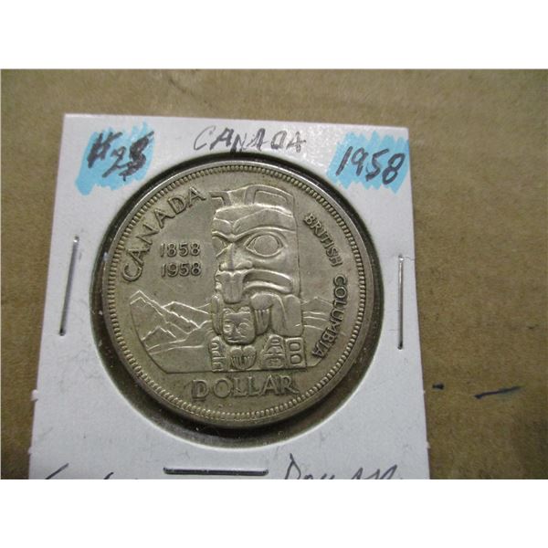 1958 BC TOTEM POLE SILVER DOLLAR
