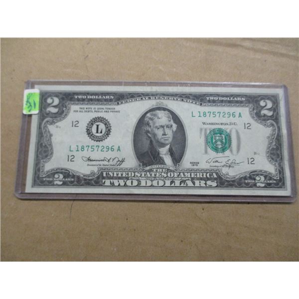 1976 USA GREEN SEAL USA (SCARCE) $2 BILL
