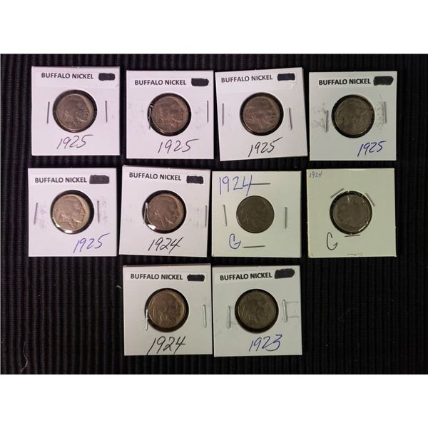 10 Buffalo Nickels, Random Dates, At Least Good Condition