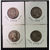 Image 1 : 4 Silver Washington Quarters, Random Dates, At Least Good Condition
