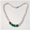 Image 1 : FRESH WATER PEARL JADE AND CZ 16" NECKLACE