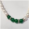 Image 2 : FRESH WATER PEARL JADE AND CZ 16" NECKLACE