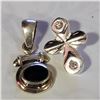 Image 2 : SILVER LOT OF 2 CUBIC ZIRCONIA BLACK ONYX