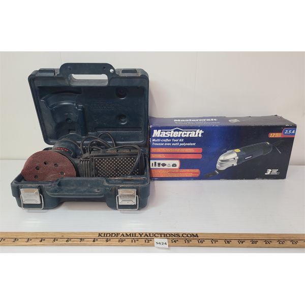 LOT OF 2 - BOSCH HAND SANDER & MASTERCRAFT MULTI-CRAFTER TOOL KIT 