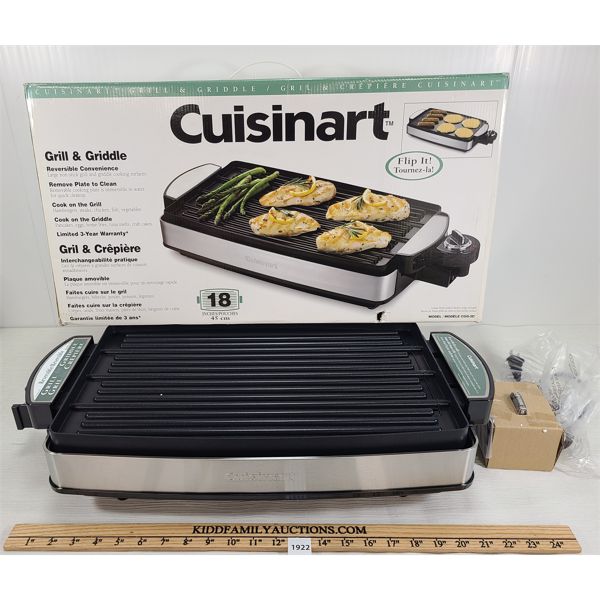 CUISINART TWO-IN-ONE GRILL & GRIDDLE - AS NEW