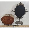 Image 6 : LOT OF 2 - BRASS DRESSING TABLE MIRROR & JEWELRY BOX