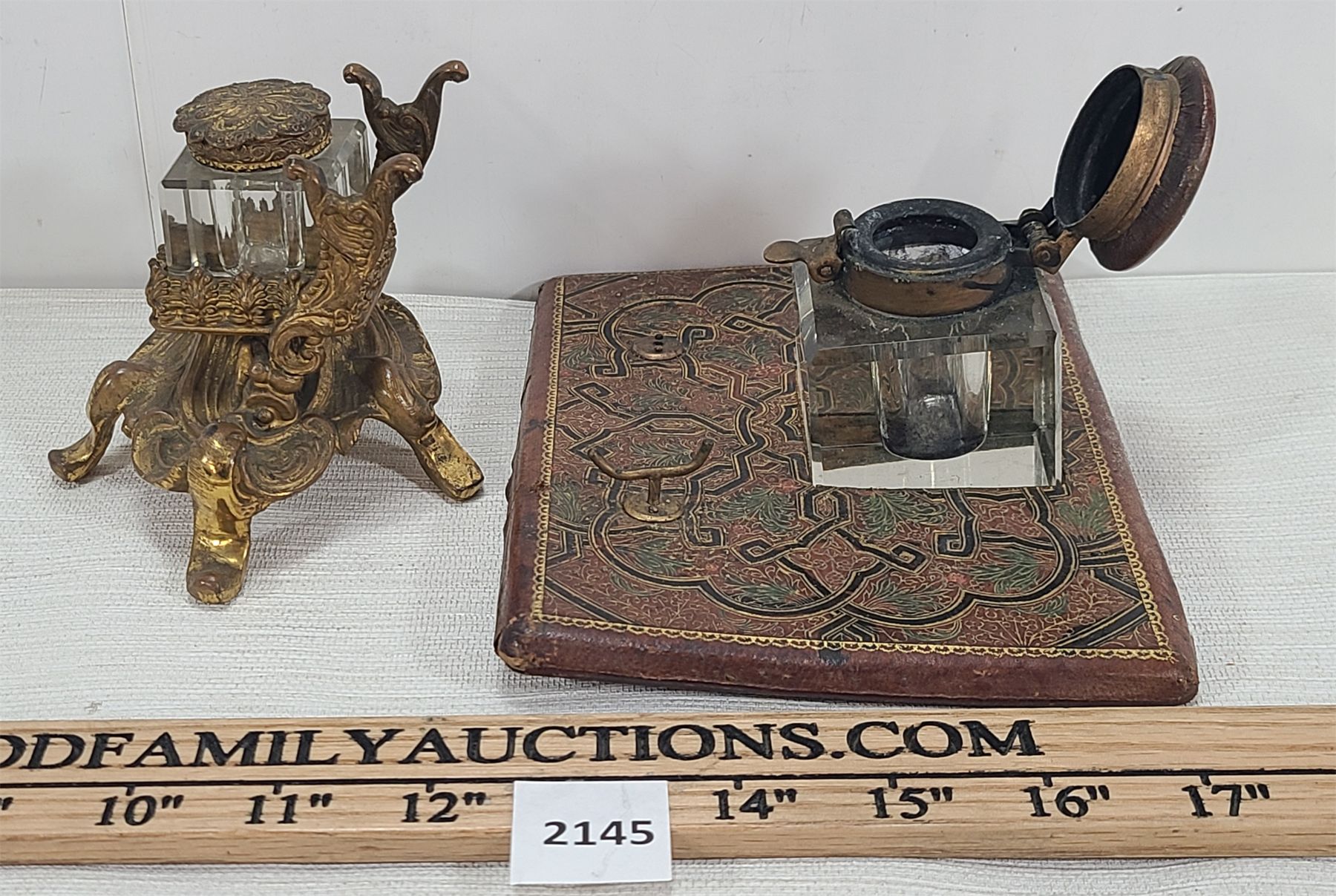 LOT OF 2 - INK WELLS - INCL BRASS